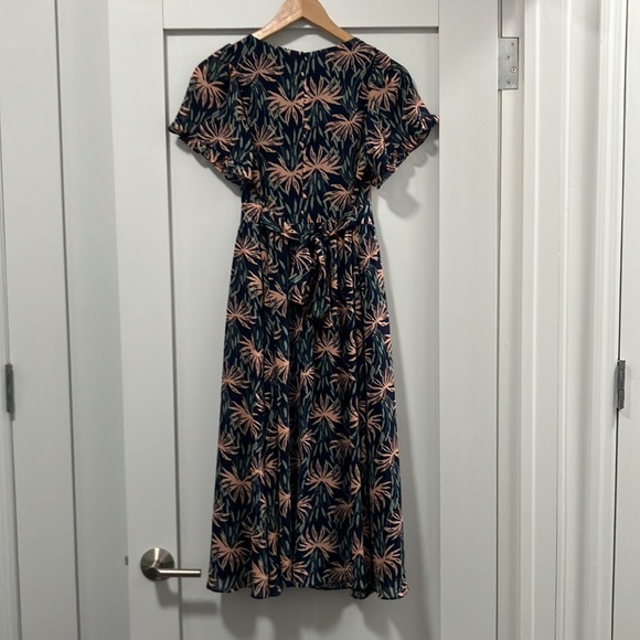 NWT Madewell Ruffle-Sleeve Midi Dress in Oasis Palms Size XXS - Picture 2 of 5